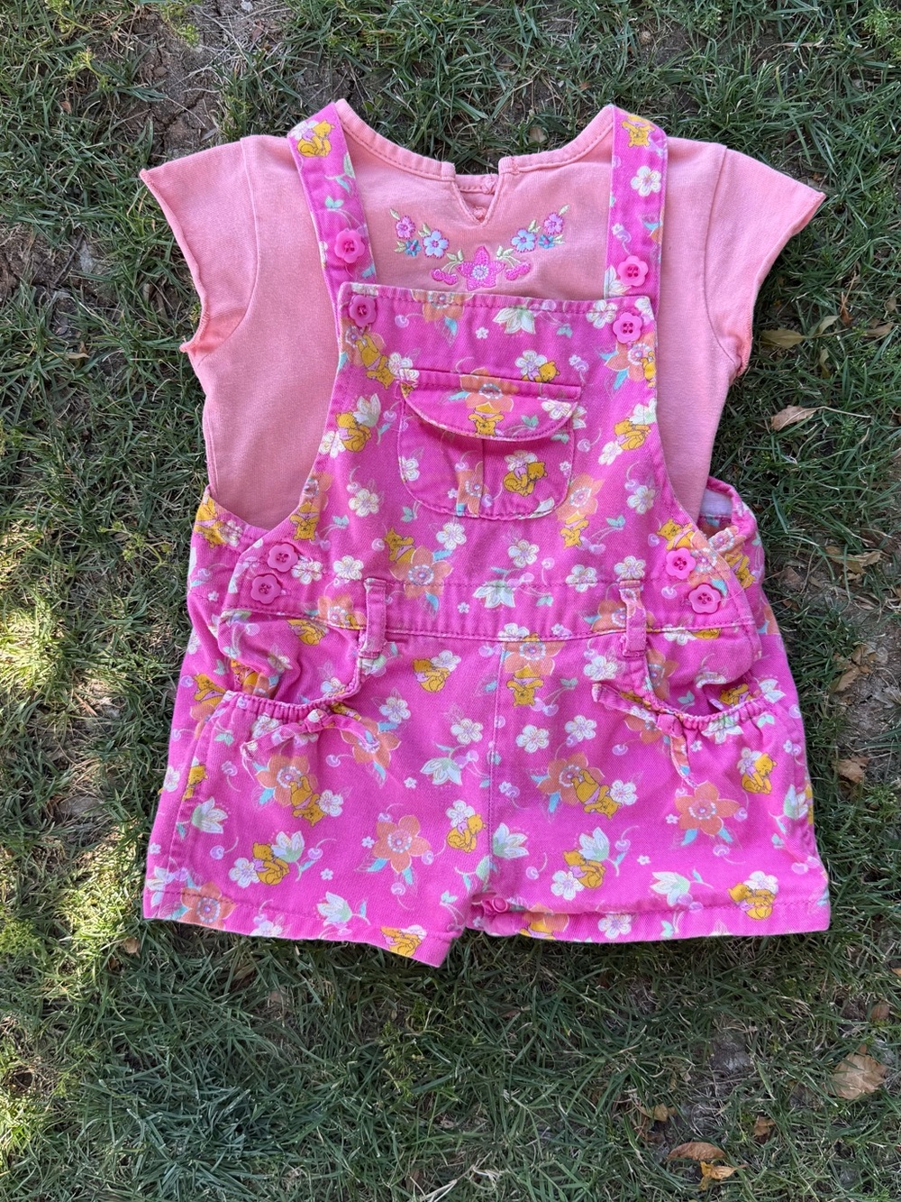 Y2K Two-Piece Pooh Overalls